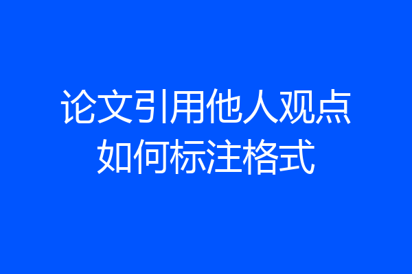 论文引用他人观点如何标注格式