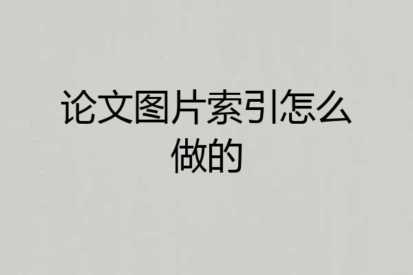 论文图片索引怎么做的