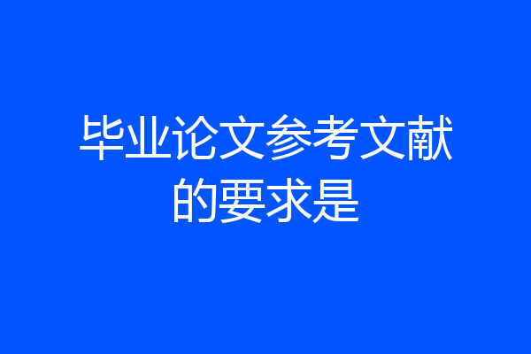 毕业论文参考文献的要求是