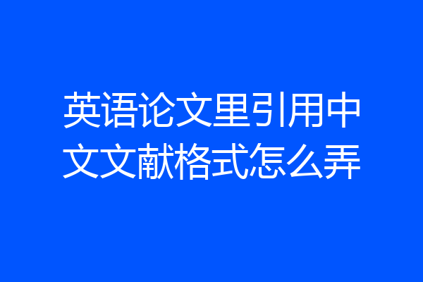英语论文里引用中文文献格式怎么弄