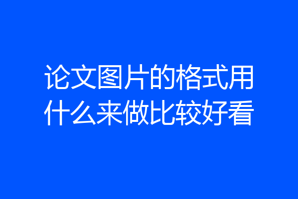 论文图片的格式用什么来做比较好看