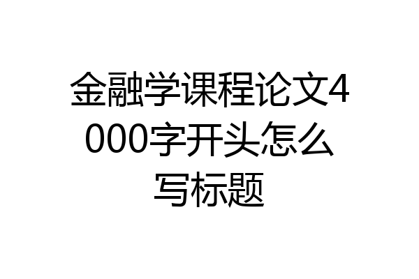 金融学课程论文4000字开头怎么写标题