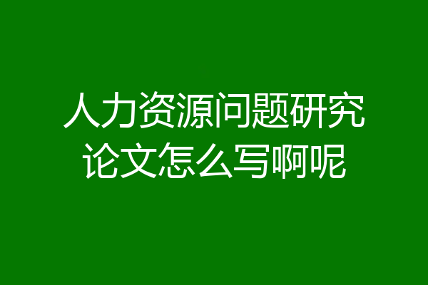 人力资源问题研究论文怎么写啊呢
