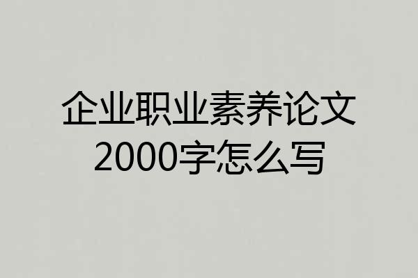 企业职业素养论文2000字怎么写
