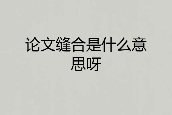 论文缝合是什么意思呀