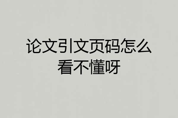 论文引文页码怎么看不懂呀