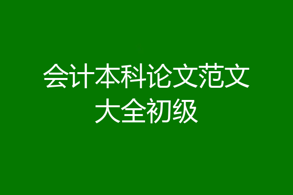 会计本科论文范文大全初级