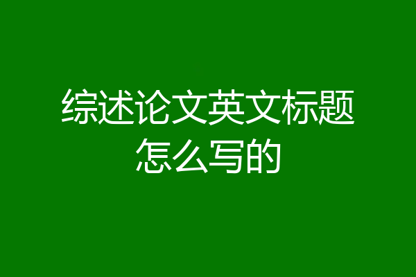 综述论文英文标题怎么写的