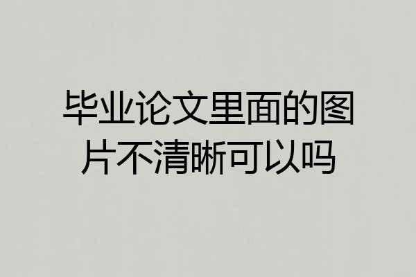 毕业论文里面的图片不清晰可以吗