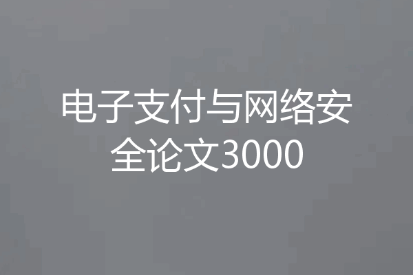 电子支付与网络安全论文3000