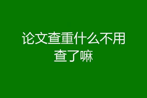 论文查重什么不用查了嘛