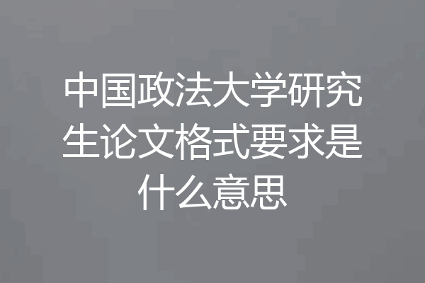 中国政法大学研究生论文格式要求是什么意思