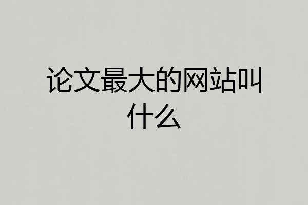 论文最大的网站叫什么
