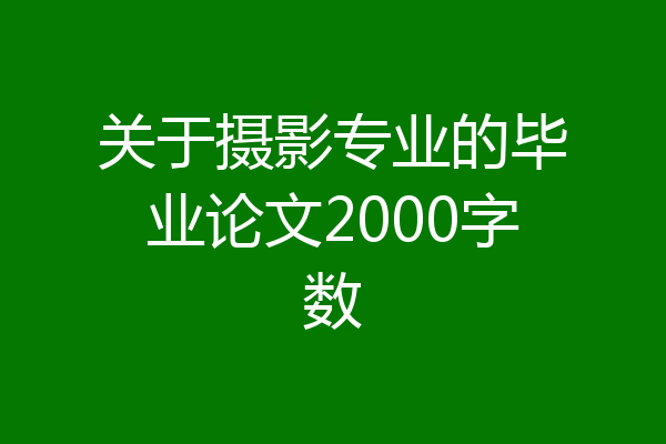 关于摄影专业的毕业论文2000字数