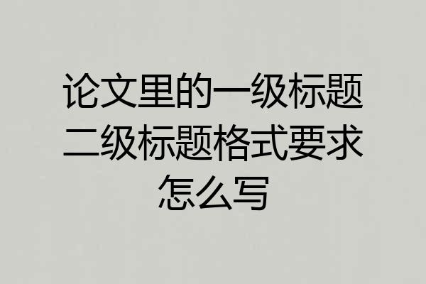 论文里的一级标题二级标题格式要求怎么写