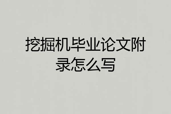 挖掘机毕业论文附录怎么写