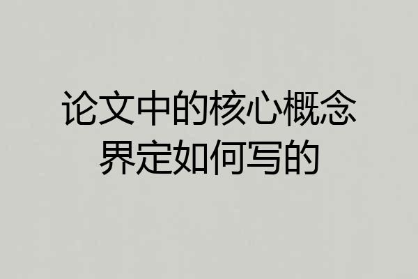 论文中的核心概念界定如何写的