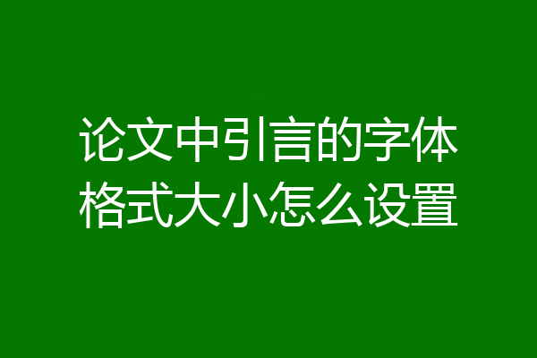 论文中引言的字体格式大小怎么设置