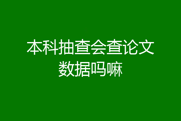 本科抽查会查论文数据吗嘛