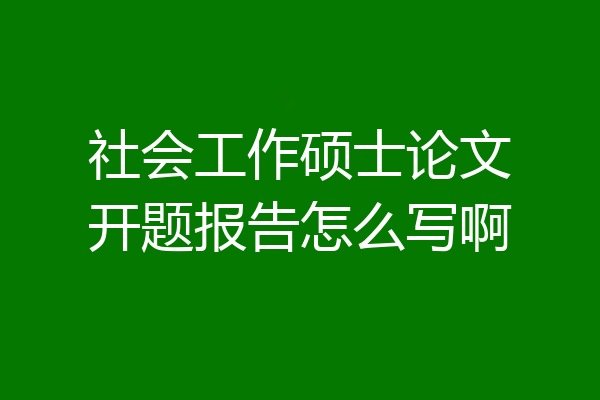 社会工作硕士论文开题报告怎么写啊