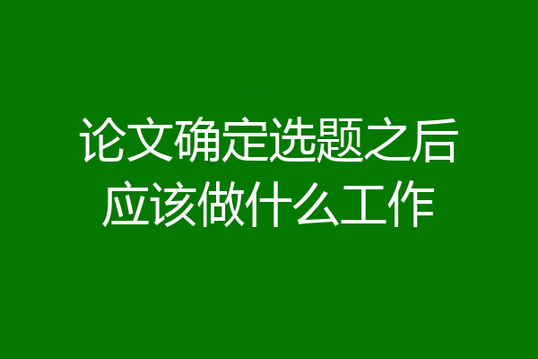 论文确定选题之后应该做什么工作