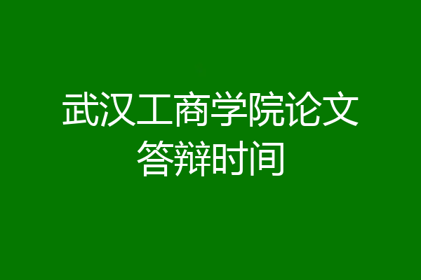 武汉工商学院论文答辩时间
