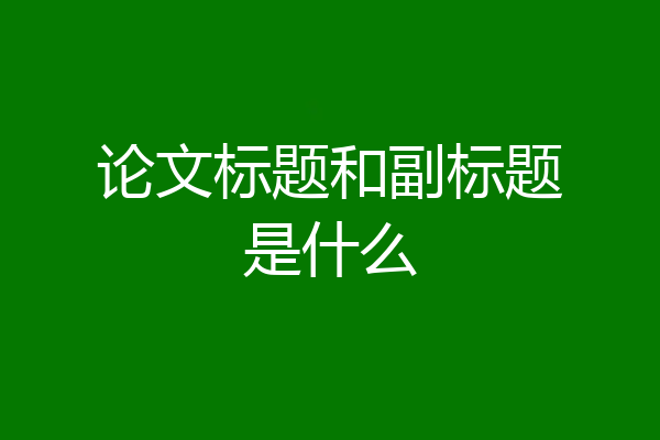 论文标题和副标题是什么