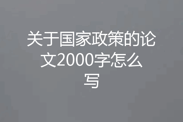 关于国家政策的论文2000字怎么写