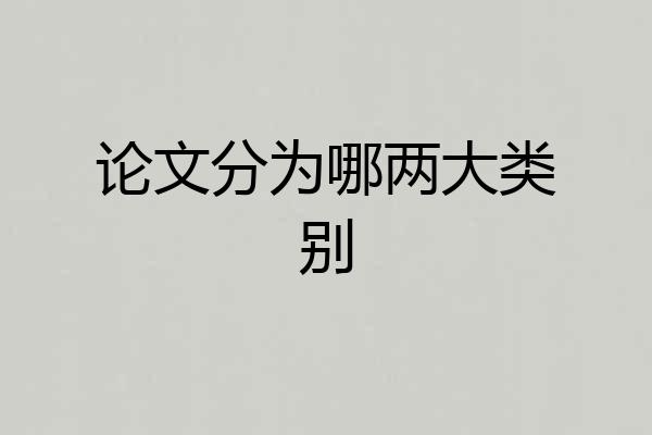 论文分为哪两大类别