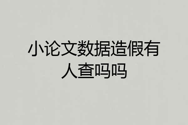 小论文数据造假有人查吗吗
