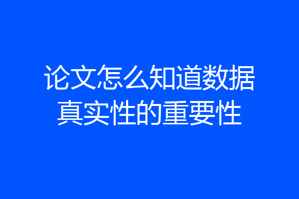 论文怎么知道数据真实性的重要性