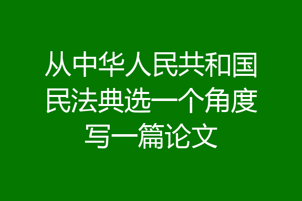 从中华人民共和国民法典选一个角度写一篇论文
