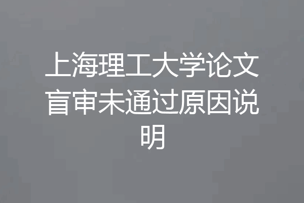 上海理工大学论文盲审未通过原因说明
