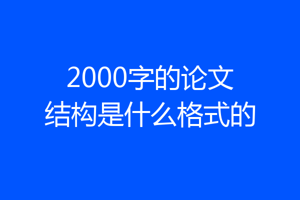 2000字的论文结构是什么格式的