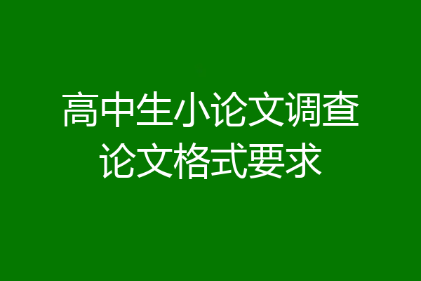 高中生小论文调查论文格式要求