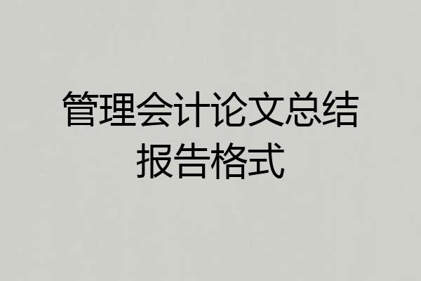 管理会计论文总结报告格式