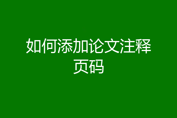 如何添加论文注释页码
