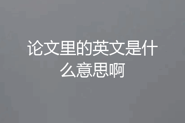 论文里的英文是什么意思啊