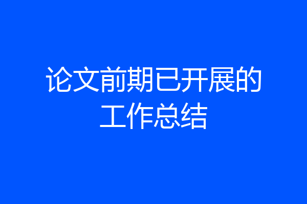 论文前期已开展的工作总结
