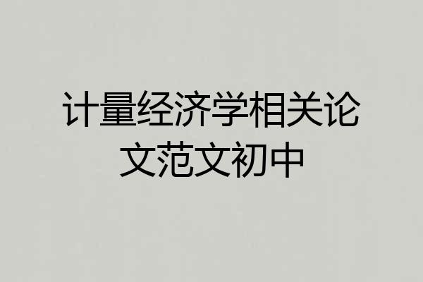 计量经济学相关论文范文初中