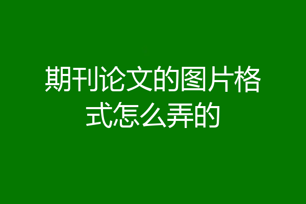 期刊论文的图片格式怎么弄的