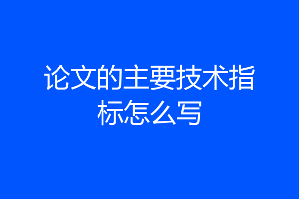 论文的主要技术指标怎么写