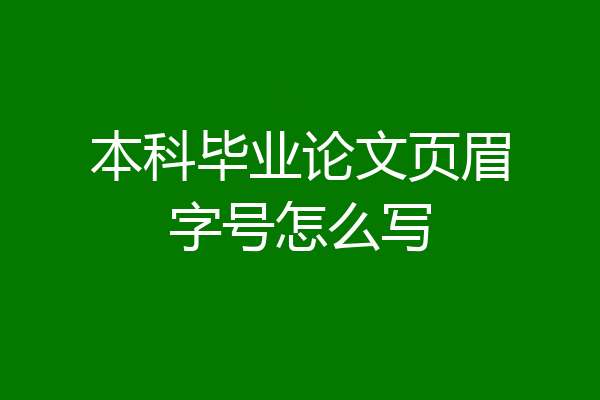 本科毕业论文页眉字号怎么写