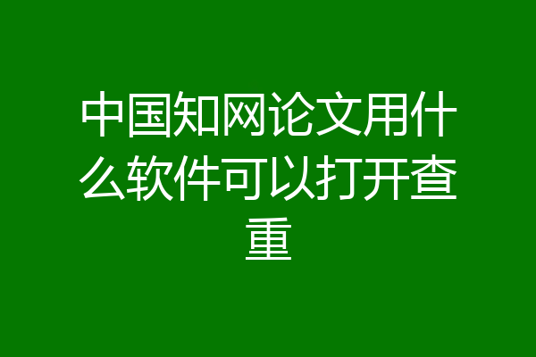 中国知网论文用什么软件可以打开查重