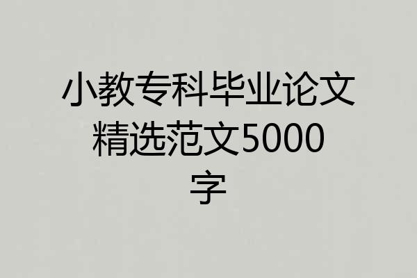 小教专科毕业论文精选范文5000字