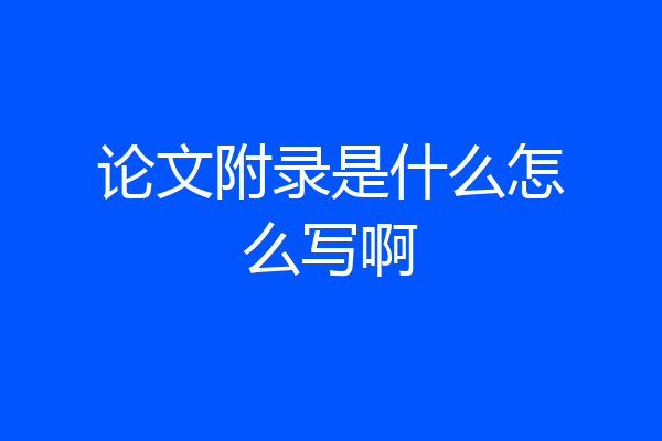 论文附录是什么怎么写啊