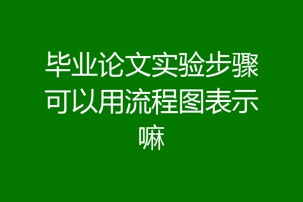 毕业论文实验步骤可以用流程图表示嘛