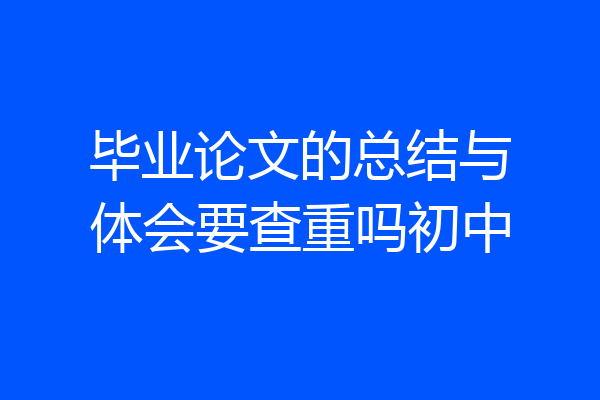 毕业论文的总结与体会要查重吗初中