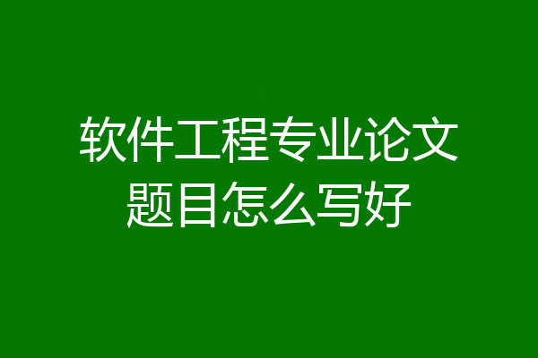 软件工程专业论文题目怎么写好