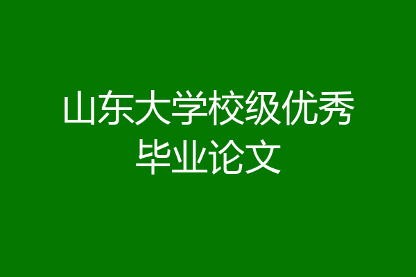 山东大学校级优秀毕业论文